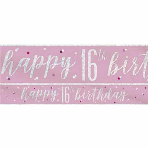 Pink Birthday Glitz Age 16 Banner