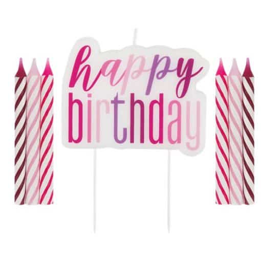 Pink Birthday Glitz Candles Set