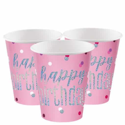 Pink Birthday Glitz Cups