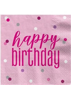 Pink Birthday Glitz Napkin