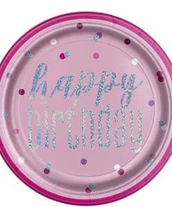 Pink Birthday Glitz Paper Plates