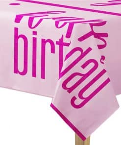 Pink Birthday Glitz Plastic Tablecover