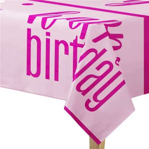 Pink Birthday Glitz Plastic Tablecover