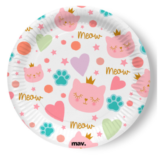 Meow Party Cat Themed Birthday Plates