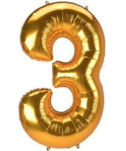 Gold Number 3 Foil Balloon