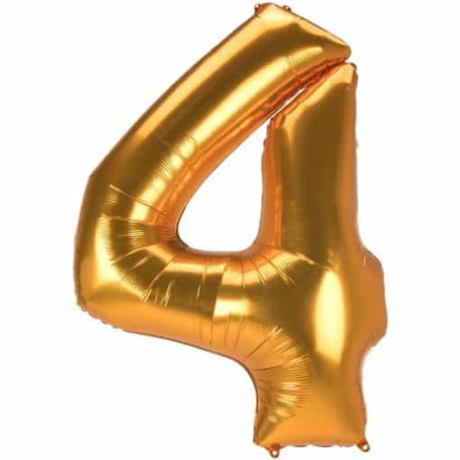 Gold Number 4 Foil Balloon