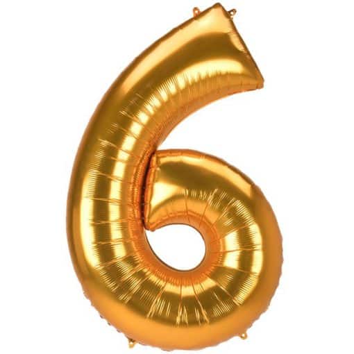 Gold Number 6 Balloon