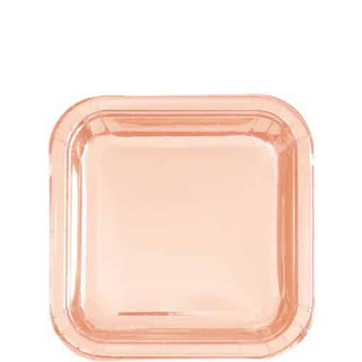 Rose Gold Square Foil Dessert Plates