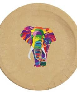 Wildlife Rainbow Elephant Paper Plates