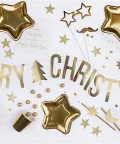 Gold Merry Christmas Banner