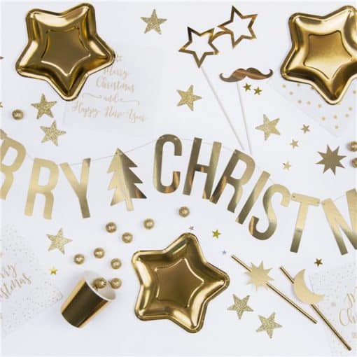 Gold Merry Christmas Banner