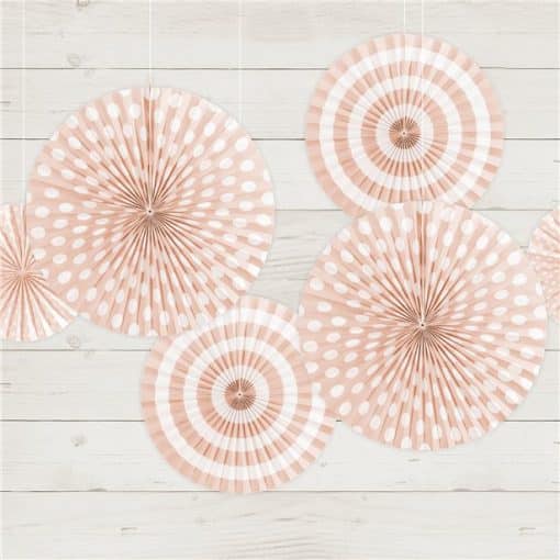 Light Pink Patterned Paper Fans