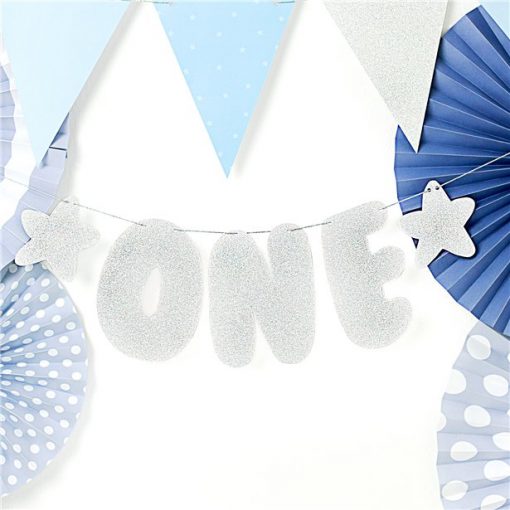 Silver 1st Birthday Banner