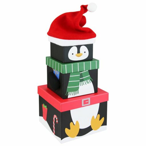 Penguin Christmas 3 Tier Stacking Gift Box