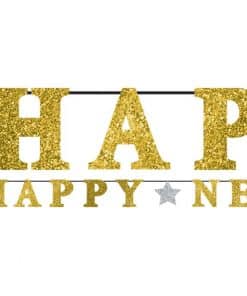 'Happy New Year' Gold Glitter Letter Banner