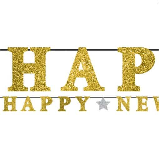 'Happy New Year' Gold Glitter Letter Banner