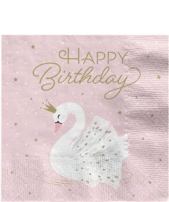 Lovely Swan 'Happy Birthday' Paper Napkins