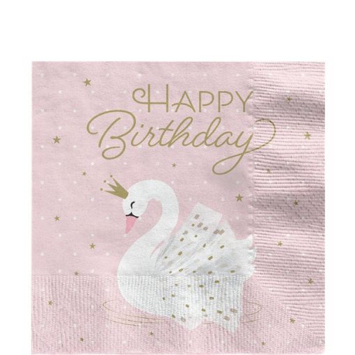 Lovely Swan 'Happy Birthday' Paper Napkins