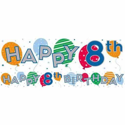 Balloons 8th Birthday Foil Banner