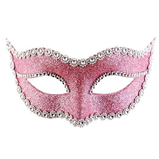 Pink Glitter Masquerade Mask