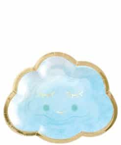 Oh Baby Blue Happy Cloud Paper Dessert Plates