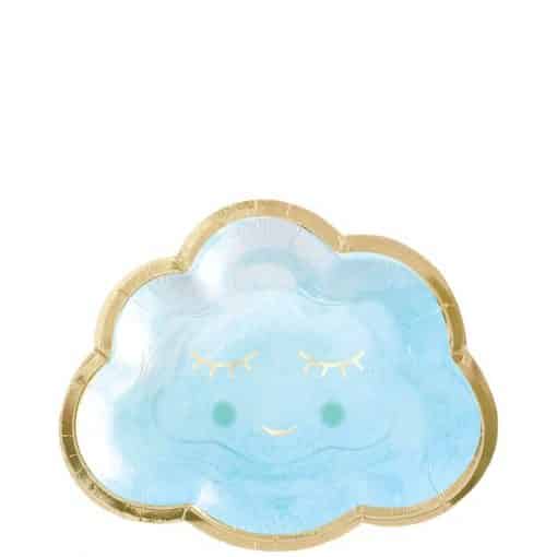 Oh Baby Blue Happy Cloud Paper Dessert Plates