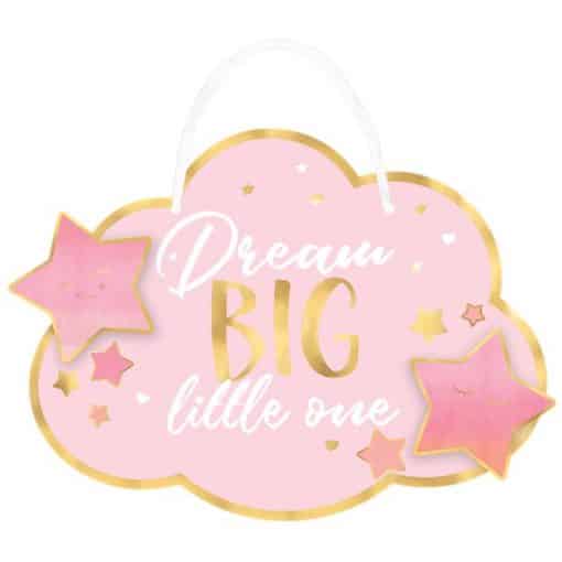 Oh Baby Pink Dream Big Cloud Hanging Sign