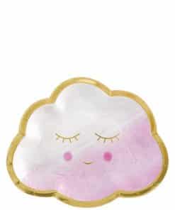 Oh Baby Pink Happy Cloud Paper Plates