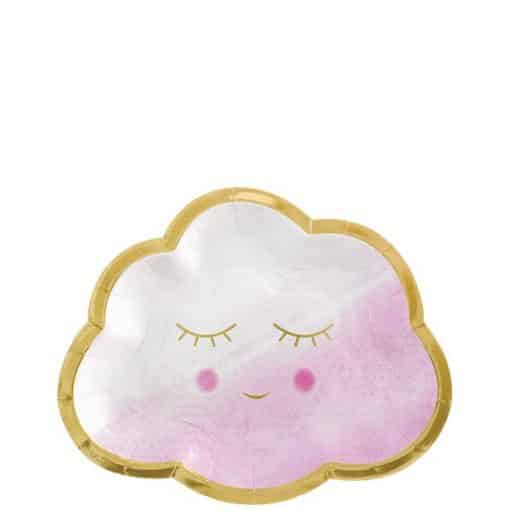 Oh Baby Pink Happy Cloud Paper Plates