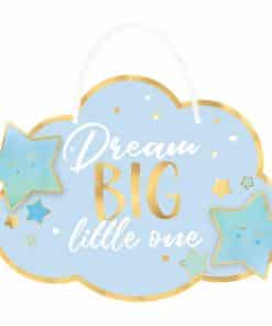 Wooden Oh Baby Blue Dream Big Cloud Hanging Sign