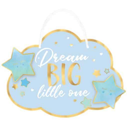 Wooden Oh Baby Blue Dream Big Cloud Hanging Sign