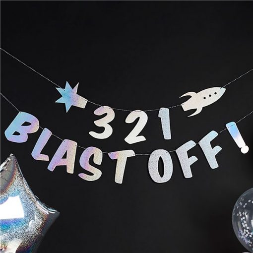 Space Themed 3, 2, 1 Blast Off Banner