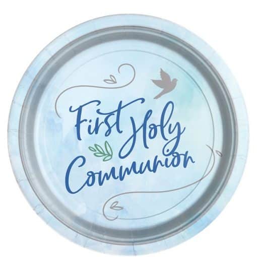 First Holy Communion Blue Paper Plates