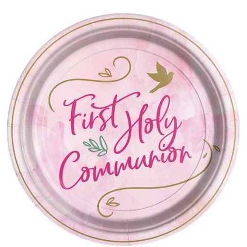 First Holy Communion Pink Paper Plates