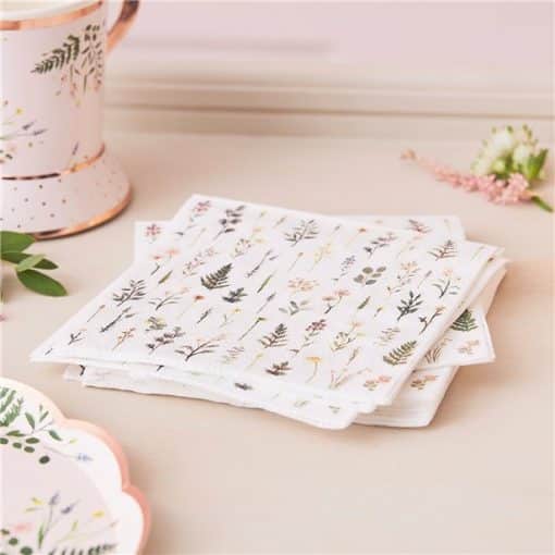 Pretty Floral Tea Party Paper Cocktail Size Napkin