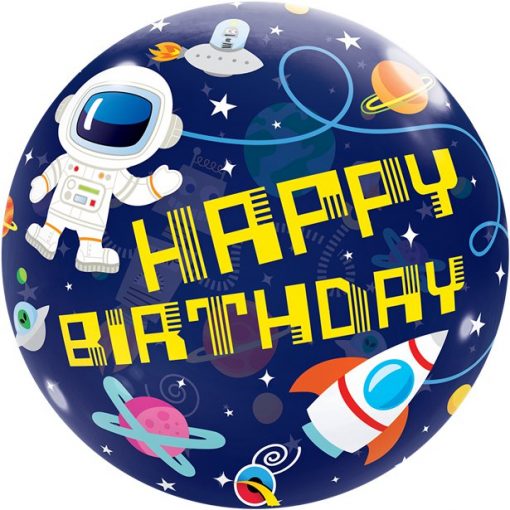 Outer Space Happy Birthday Bubble Balloon