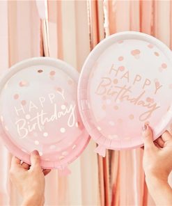 Rose Gold Balloon Paper Plates