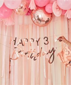 Rose Gold Customisable Happy Birthday Age Banner