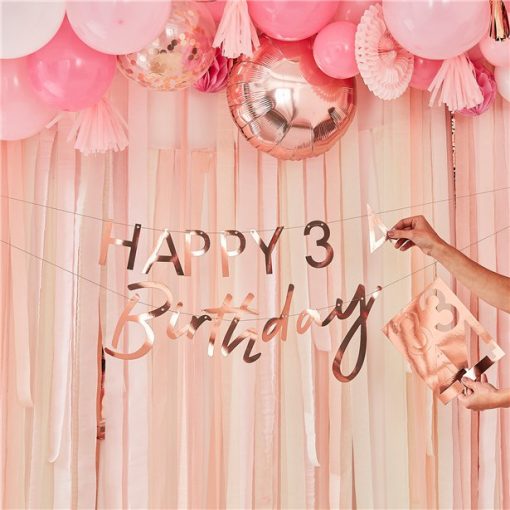 Rose Gold Customisable Happy Birthday Age Banner