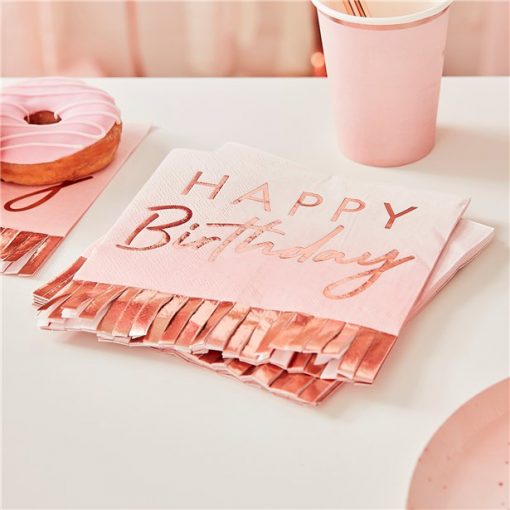 Rose Gold Fringe Paper Napkins