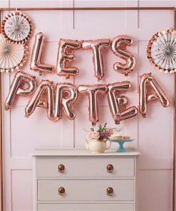 Rose Gold Balloon Letter 'LETS PARTY' Bunting Decoration