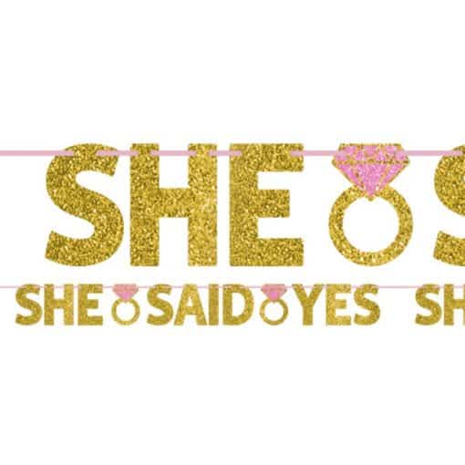 She Said Yes Glitter Letter Banner