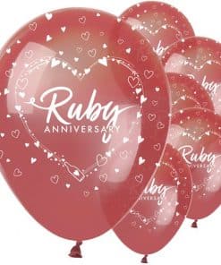 40th Ruby Wedding Anniversary Printed Balloons