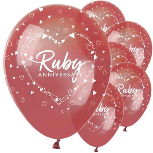 40th Ruby Wedding Anniversary Printed Balloons