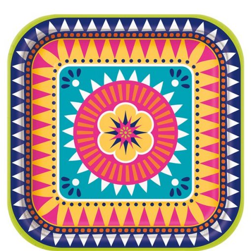 Boho Fiesta Square Shaped Paper Plates