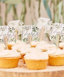 Botanical Themed Baby Shower Cupcake Topper Picks