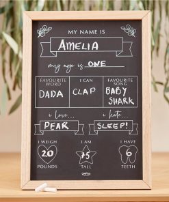 Botanical Baby Shower Milestone Tracker Chalkboard