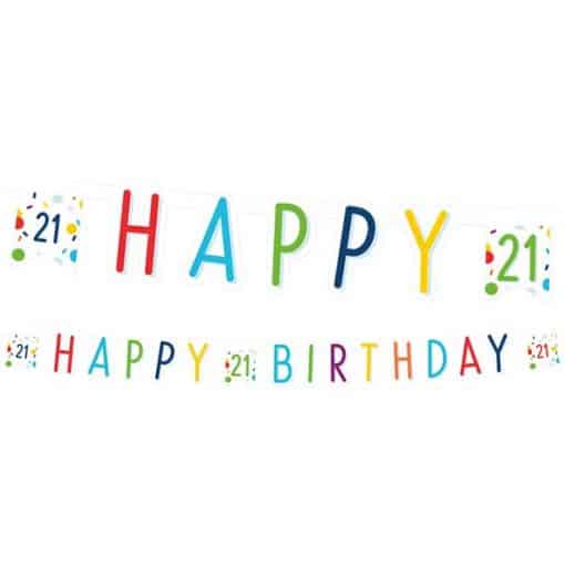 Confetti Birthday Age 21 Letter Banner