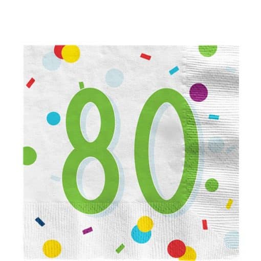 Confetti Birthday Age 80 Party Decorations, Balloons & Banners - 21st Birthday paper plates, cups & napkins - Next Day Delivery