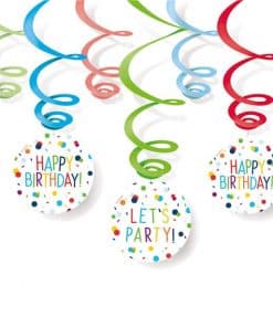 Confetti Birthday Hanging Swirl Decorations